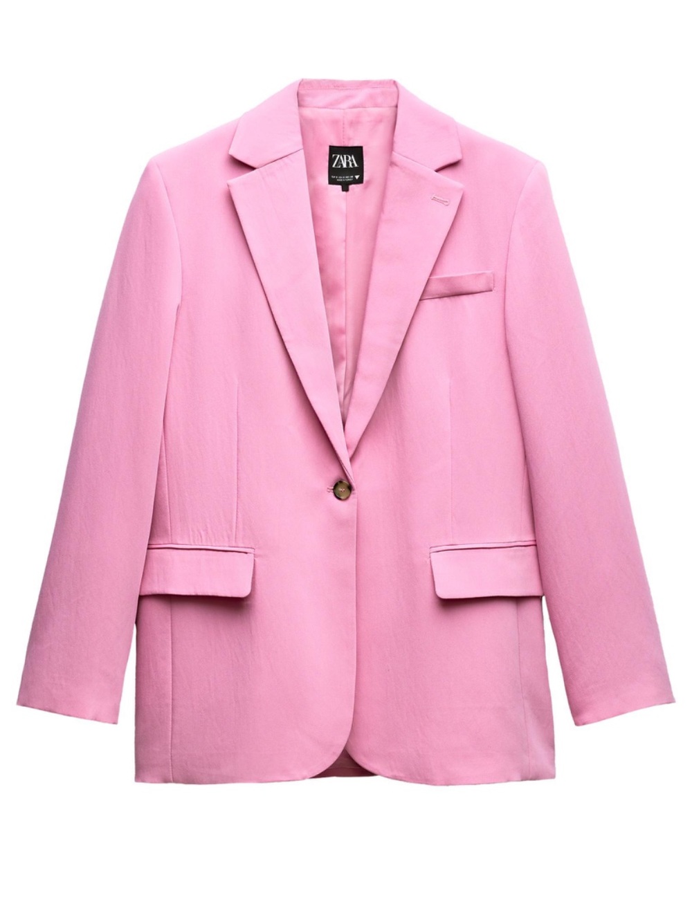 Zara Light Pink Single-Button Tailored Blazer